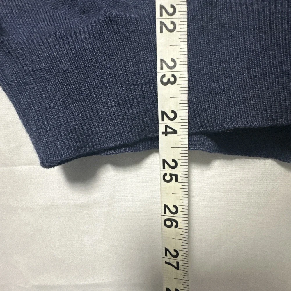 Toscano Firenze Men's Med Italy 100% Merino Wool Navy Blue V-Neck Sweater Hike